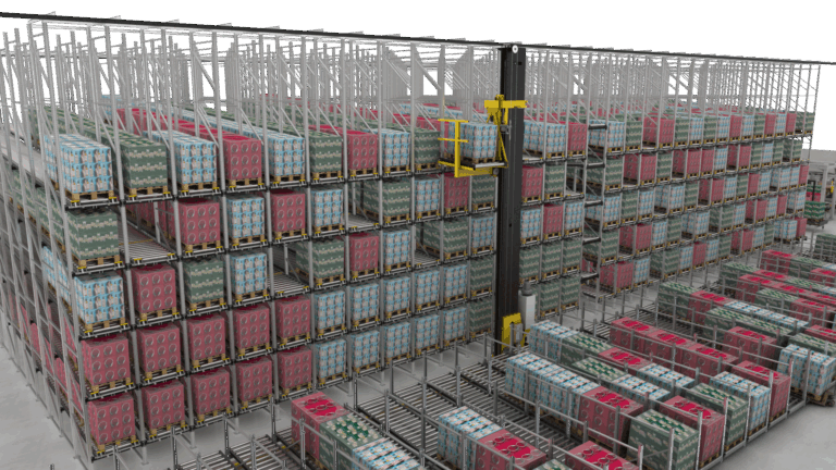 Interroll Adds Stacker Crane and Transfer Car to Conveyor Platform