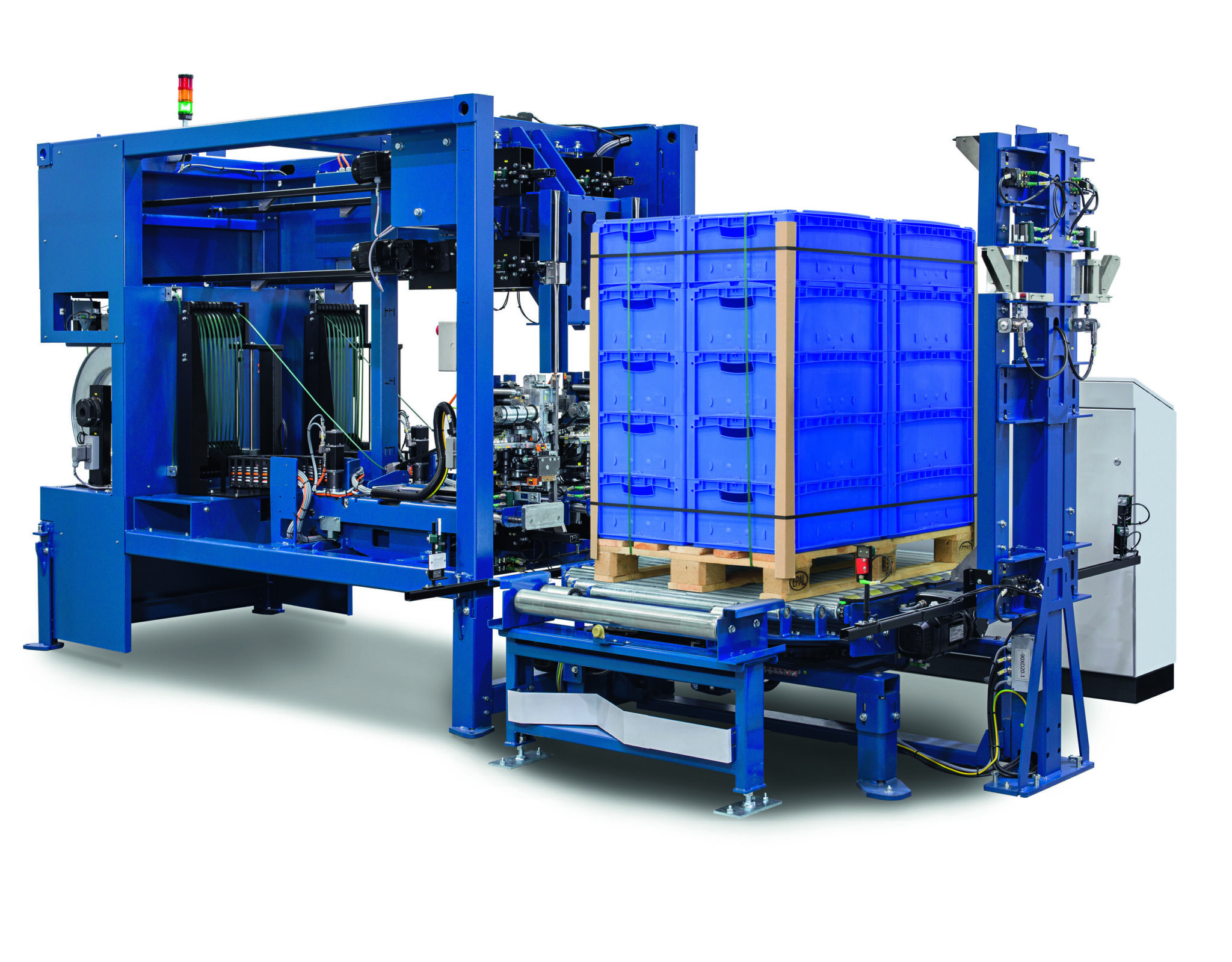 Strapping machine secures single and double pallets economically